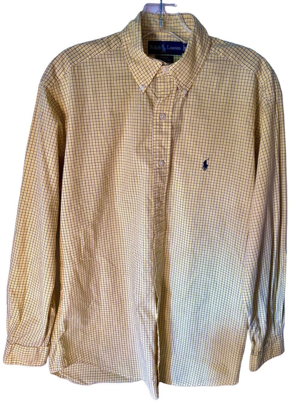 Vintage Ralph Lauren Blake Yellow & Blue Plaid Shirt L/S Size Small EVC